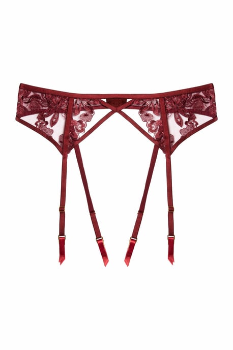 Wolf & Whistle Eva Dark Cherry Graphic Embroidery Suspender - Image 3