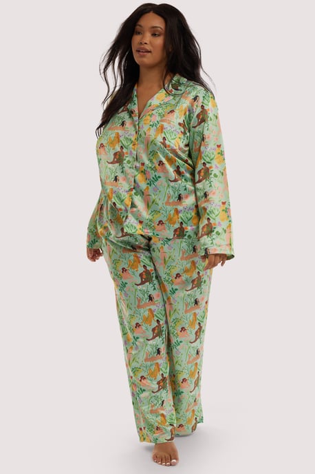 Playful Promises Bodil Jane Nudes And Flowers Drop Hem Recycled Satin Long Sleeve Pj Top - Image 3