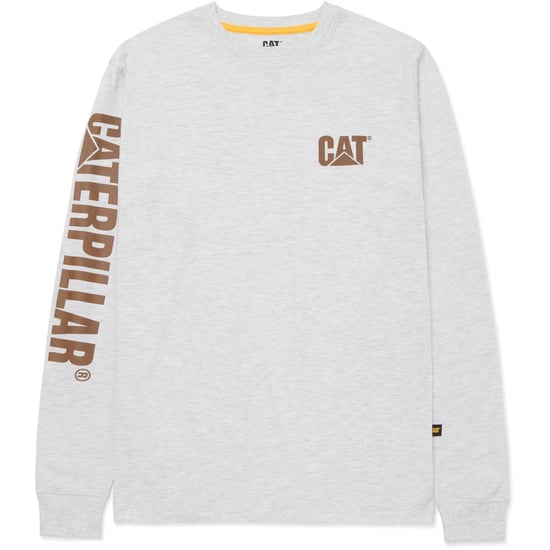 Caterpillar Merkenbanner Lange Mouwen Katoenen Heren Crème T-Shirt - Image 1