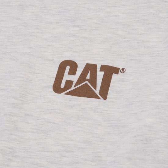 Caterpillar Merkenbanner Lange Mouwen Katoenen Heren Crème T-Shirt - Image 3