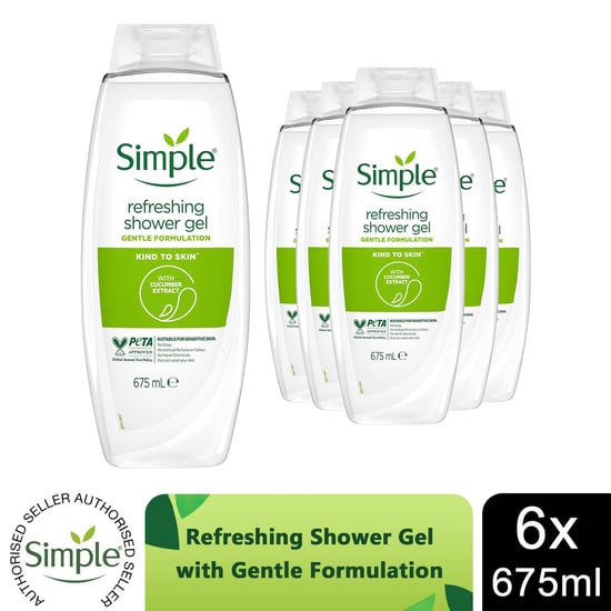Simple Kind To Skin Refreshing Shower Gel With Gentle Formulation 675ml, 6 Pack - Image 1