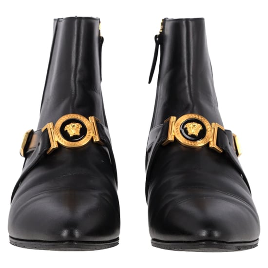 Versace Medusa Buckled Ankle Boots in Black Leather - Image 2