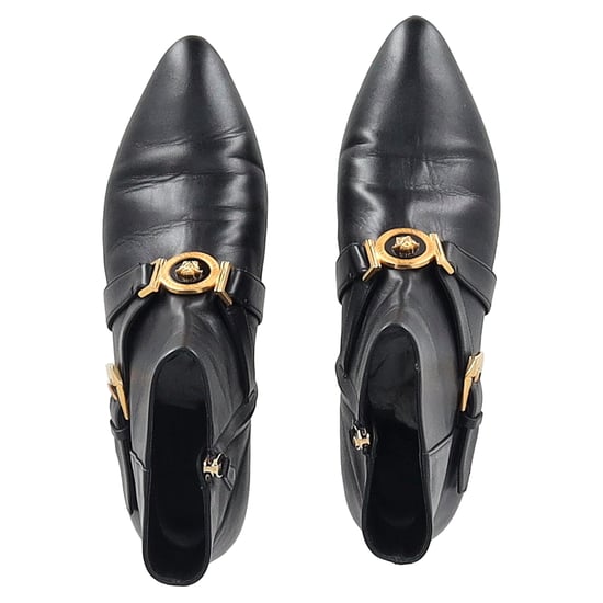Versace Medusa Buckled Ankle Boots in Black Leather - Image 3