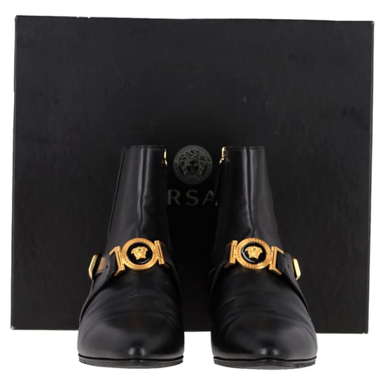 Versace Medusa Buckled Ankle Boots in Black Leather - Image 6
