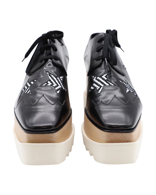 Stella McCartney Elyse Star Platform Lace Up Derby in Black Leather - Image 2