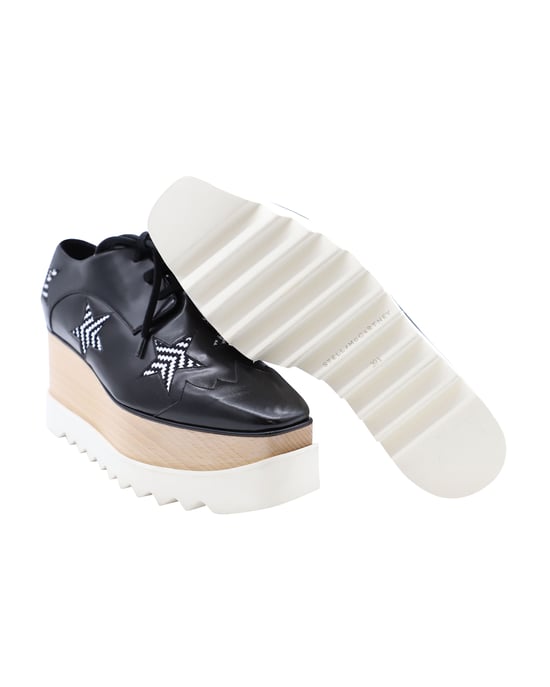 Stella McCartney Elyse Star Platform Lace Up Derby in Black Leather - Image 6