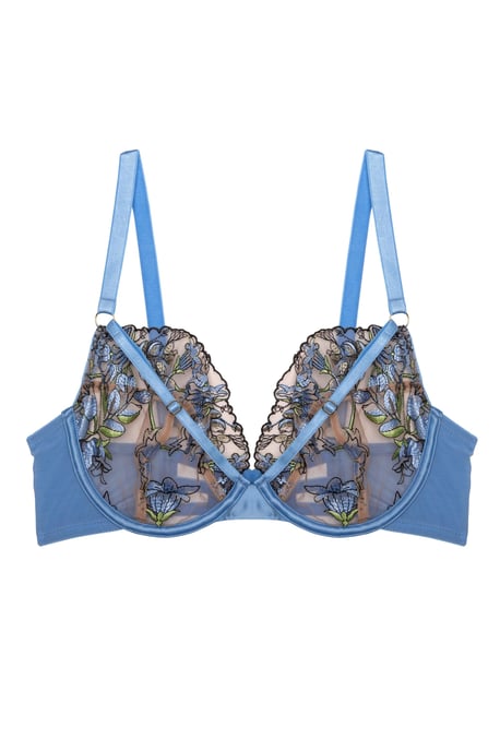 Playful Promises Mayla Blue Embroidery Plunge Bra - Image 1