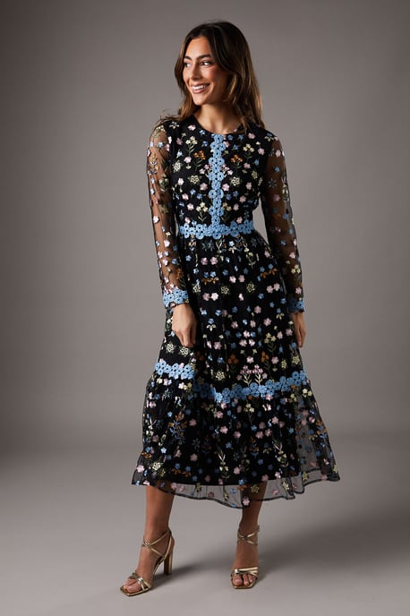 Embroidered Floral Maxi Dress - Image 1