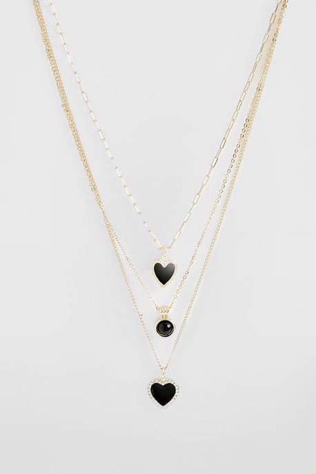 Triple Chain Heart Pendant Necklace - Image 1