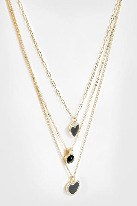 Triple Chain Heart Pendant Necklace - Image 3