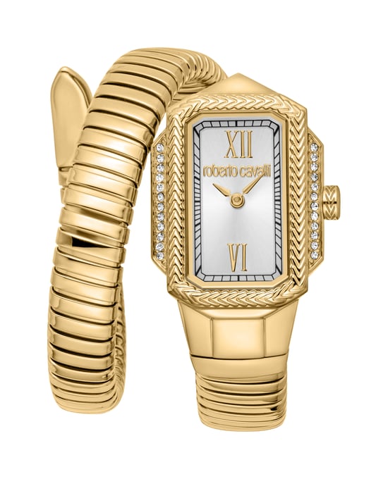 Gold Snake with Silver Dial Stainless Steel Watch - Image 1