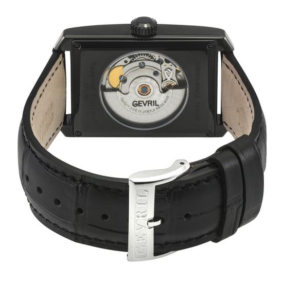 Manhattanhenge  Automatic Stainless Steel Watch, Black Dial, Handmade Italian Leather Strap with Tang Buckle - Image 2