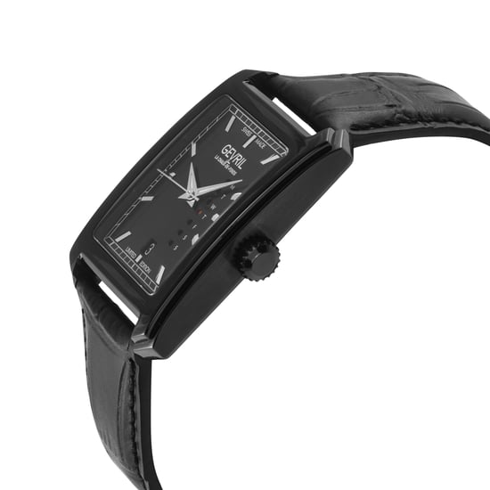 Manhattanhenge  Automatic Stainless Steel Watch, Black Dial, Handmade Italian Leather Strap with Tang Buckle - Image 3