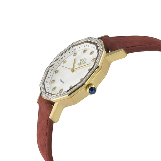 Spello II IP Gold Case, White MOP Dial, Blue Handmade Italian Leather Strap - Image 3