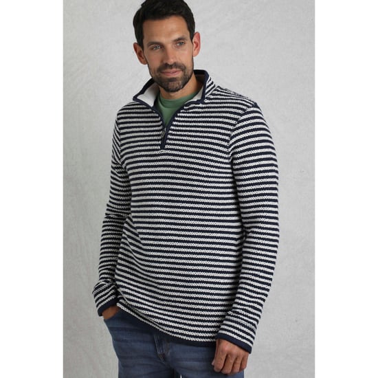 Weird Fish Heren Shorling Stripe Macaroni Quarter Zip Trui (Ecru) - Image 3