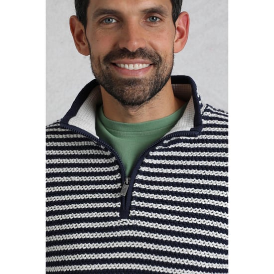 Weird Fish Heren Shorling Stripe Macaroni Quarter Zip Trui (Ecru) - Image 5