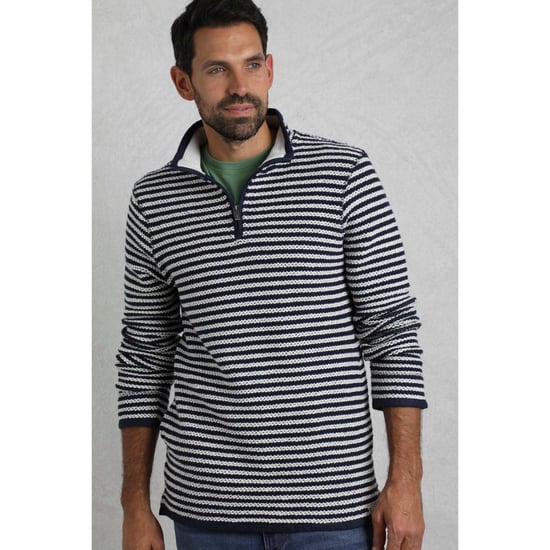 Weird Fish Heren Shorling Stripe Macaroni Quarter Zip Trui (Ecru) - Image 6