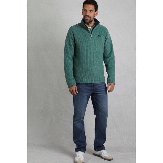 Weird Fish Heren Newark Grid Eco Friendly Quarter Zip Fleece Top (Bladgroen) - Image 3
