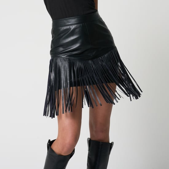 Barneys Originals Real Leather Fringe Mini Skirt - Image 2