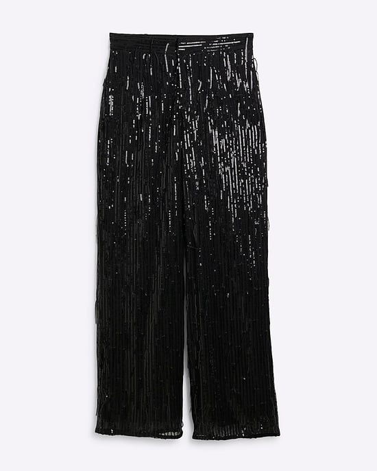 River Island Womens Fringe Trousers Petite Black Sequin Tailored - Image 5