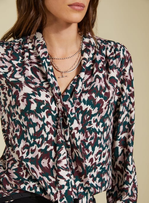 Effie Printed Tie Neck Blouse - Image 2