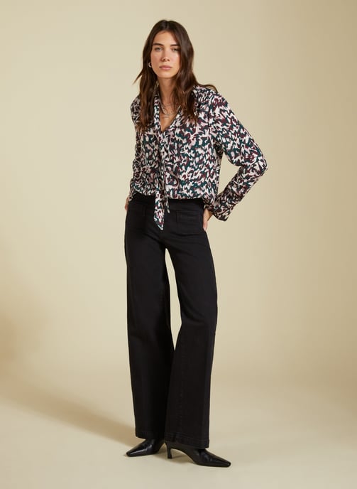 Effie Printed Tie Neck Blouse - Image 3