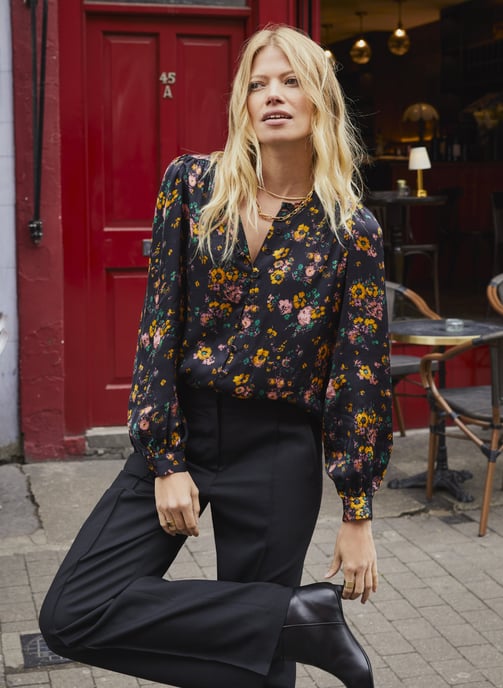 Meadow Satin Printed Blouse - Image 1