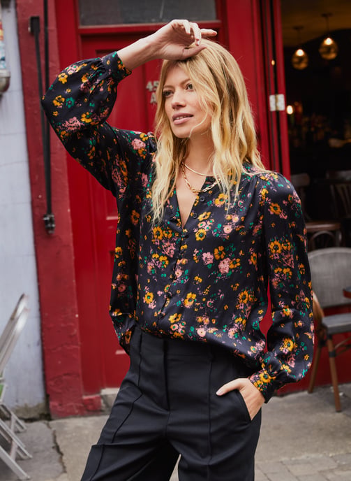 Meadow Satin Printed Blouse - Image 3