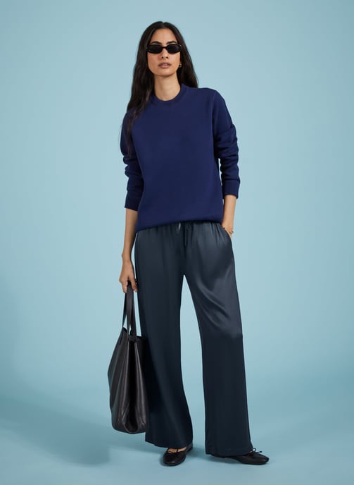 Monica Satin Wide Leg Trousers - Image 1