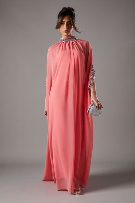 Chiffon Cape Style Sequin Maxi Dress - Image 1