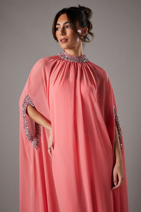 Chiffon Cape Style Sequin Maxi Dress - Image 2