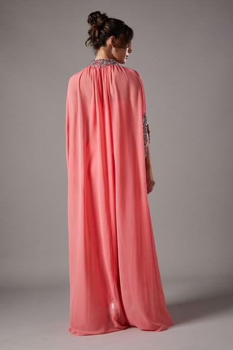 Chiffon Cape Style Sequin Maxi Dress - Image 4