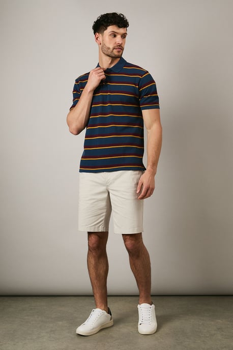 Navy College Stripe Polo Shirt - Image 2