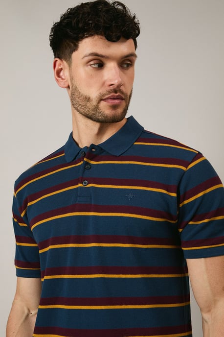 Navy College Stripe Polo Shirt - Image 3