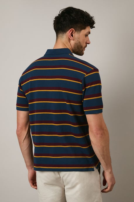 Navy College Stripe Polo Shirt - Image 4