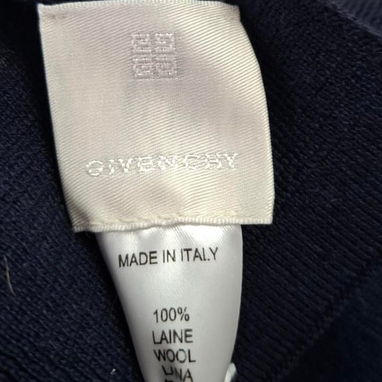 Givenchy Logo Scarf in Navy Blue Wool - Image 3