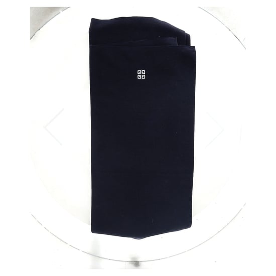 Givenchy Logo Scarf in Navy Blue Wool - Image 5