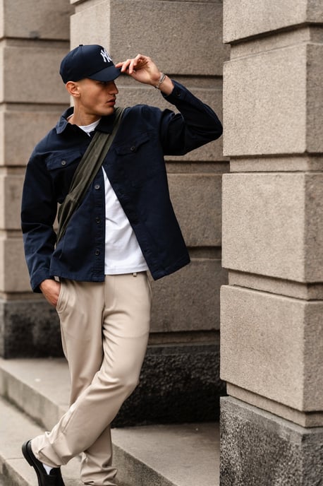 Overshirt van keperstof - Marineblauw - Image 2