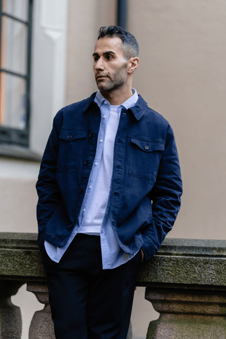 Overshirt van keperstof - Marineblauw - Image 4