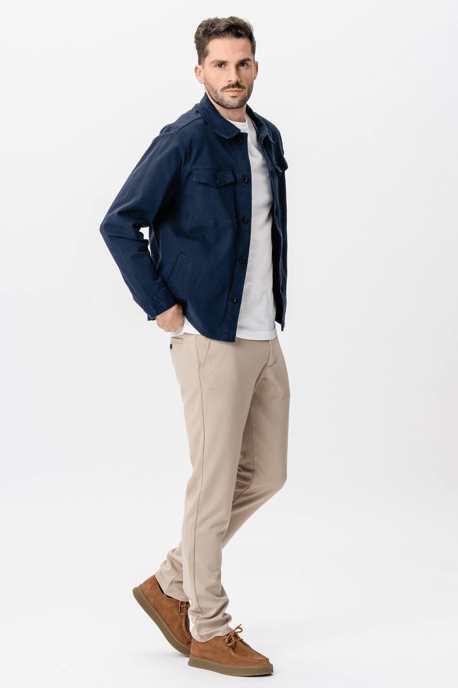Overshirt van keperstof - Marineblauw - Image 6