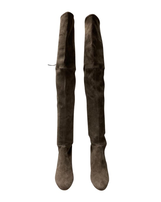 Stuart Weitzman Highland Over The Knee Boots in Grey Suede - Image 3