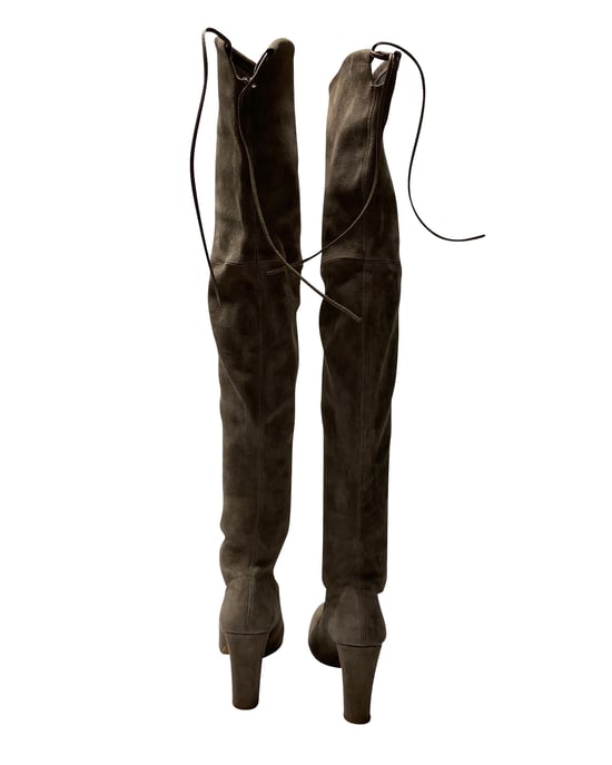 Stuart Weitzman Highland Over The Knee Boots in Grey Suede - Image 4