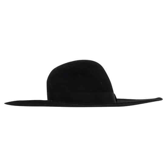 Saint Laurent Ribbon Band Flat Brim Hat in Black Wool - Image 2