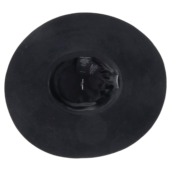 Saint Laurent Ribbon Band Flat Brim Hat in Black Wool - Image 4