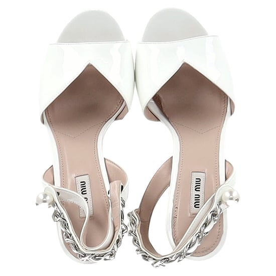 Miu Miu Platform Ankle-Strap Sandals in White Patent Leather - Image 3