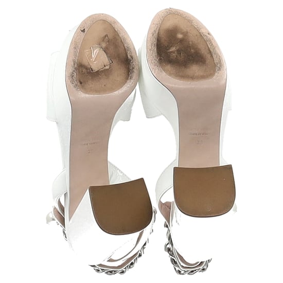 Miu Miu Platform Ankle-Strap Sandals in White Patent Leather - Image 4