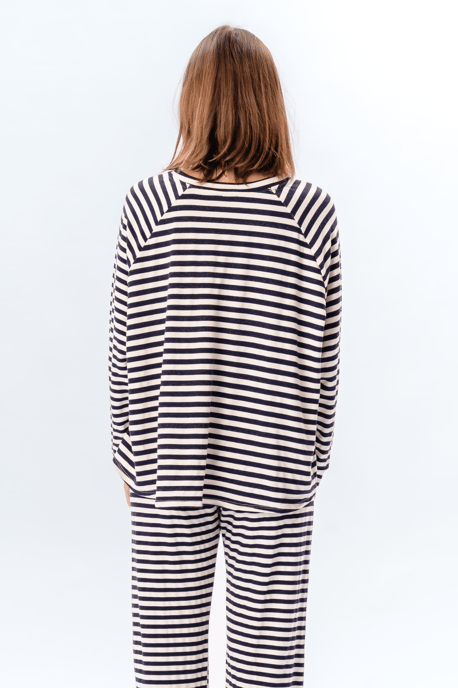 Gestripte normale pasvorm met lange mouwen - Blauw - Image 5