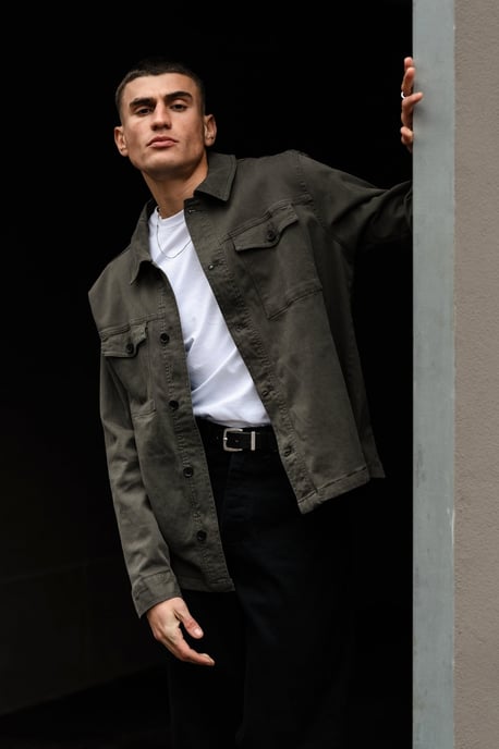 Twill overshirt - Donker olijfgroen - Image 3