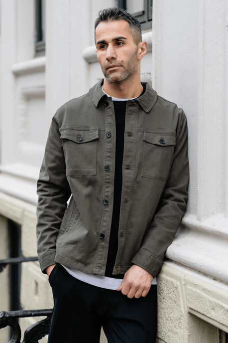 Twill overshirt - Donker olijfgroen - Image 4