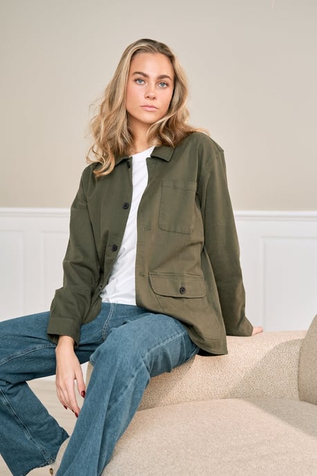 Twill Shacket - Donker olijfgroen - Image 2